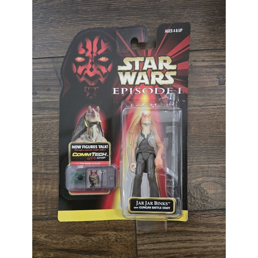 Star Wars Episode I Jar Jar Binks Gungan Battle Staff CommTech 1998 Hasbro MOC
